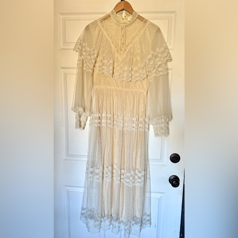 Elegant Vintage Lace Overlay Dress